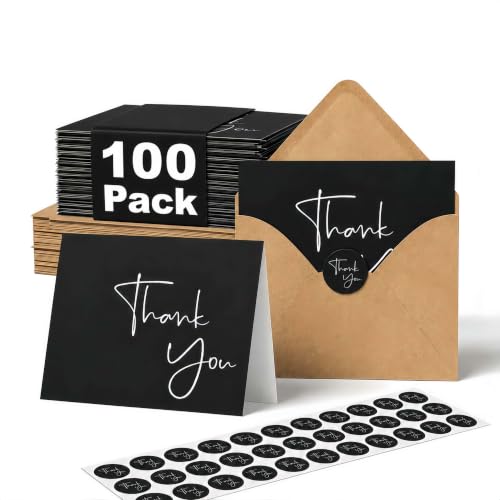 100 Pack Thank You Cards with Envelopes & Stickers - Thank You Notes