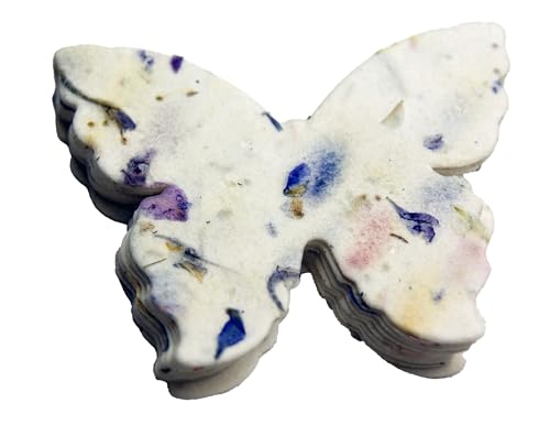 Of The Earth Handmade Paper - Wildflower Seed Paper Butterfly Shape - Large 3" - Set of 24 (45s Purple Recycled) - color: 45s Purple Recycled