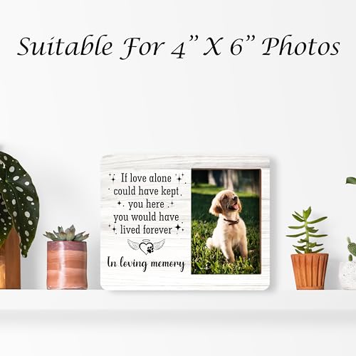Pet Memorial Pictures Frame, In Loving Memory Photo Frame, Sympathy Gifts For Loss Of Pet Dog Cat, Farmhouse Home Living Room Bedroom Office Decoration -96