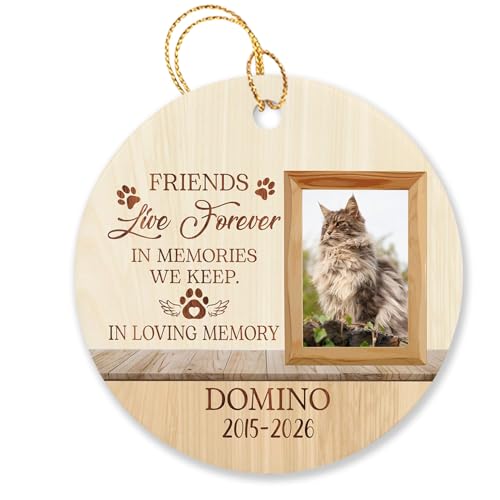 Friends Live Forever in Memories We Keep in Loving Memory Ornament, Personalized Forever in Our Hearts Dog Photo Ornament Christmas 2026, Customized Name Year & Picture Dog Pet Memorial Ornament Gift - color: Friends Live Forever in Memories Ornament