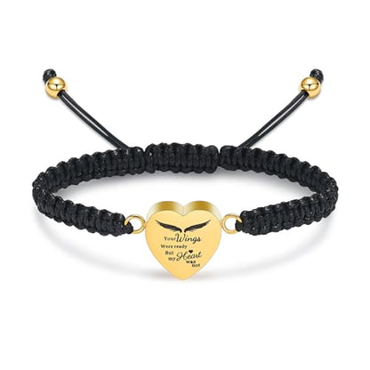 Imrsanl Heart Cremation Bracelet for Ashes Memorial Urn Jewelry - color: Rope-Gold