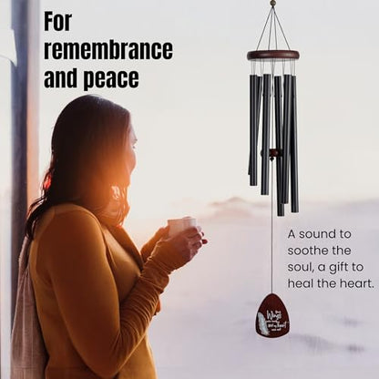 Memorial Wind Chimes for Loss of Loved One, Windchimes in Memory of a Loved One, Sympathy Gift Baskets, Bereavement Condolence Gifts, Memorial Gifts for Loss of Mom, 32" Sympathy Feather, Black - size: 32" Feather