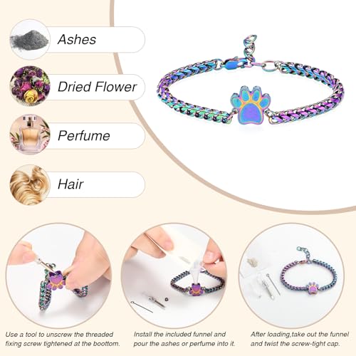 Oinsi Cremation Bracelet for Ashes Pet Paw Print Cremation Jewelry for Dog Cat Stainless Steel Keepsake Memorial Urn Bangle - color: A-Customize