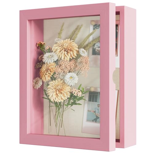 Love-KANKEI Deep Shadow Box Frame 8x10,Solid Wood Frame,Memory Box,Pink - color: Pink, size: 8 x 10