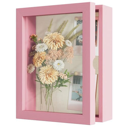 Love-KANKEI Deep Shadow Box Frame 8x10,Solid Wood Frame,Memory Box,Pink - color: Pink, size: 8 x 10