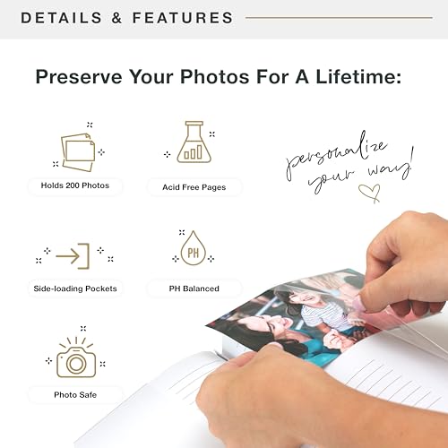 MCS The Story Of Us Photo Album, 200-Pocket, 4x6, Tan Linen Cover | Scrapbook-Style Keepsake Photo Album With Memo Space, Clear Side-Loading Pockets, Thoughtful Gift - style: Story of Us