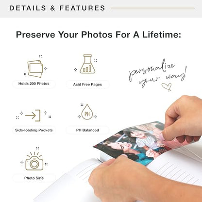 MCS The Story Of Us Photo Album, 200-Pocket, 4x6, Tan Linen Cover | Scrapbook-Style Keepsake Photo Album With Memo Space, Clear Side-Loading Pockets, Thoughtful Gift - style: Story of Us