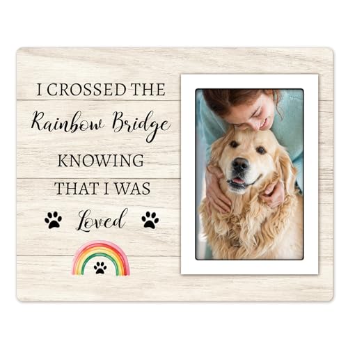 Rainbow Bridge Pet Memorial Picture Frame - Dog Memorial for Loss, Sympathy & Bereavement Gifts - 4x6 Photo Frame