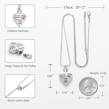 memorial jewelry No Longer by My Side,But Forever in My Heart Carved Locket Cremation Urn Necklace for Pet Dog Cats - color: Purple