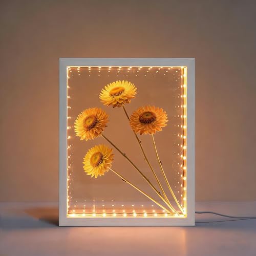 Shadow Box Frame with Lights 10'' ×8 '' Memory Boxes Keepsakes Display Case Dried Flower 3D Deep Picture Frame Memorial Gifts Memorabilia Medal Wedding Travel Baby Items (White) - color: White