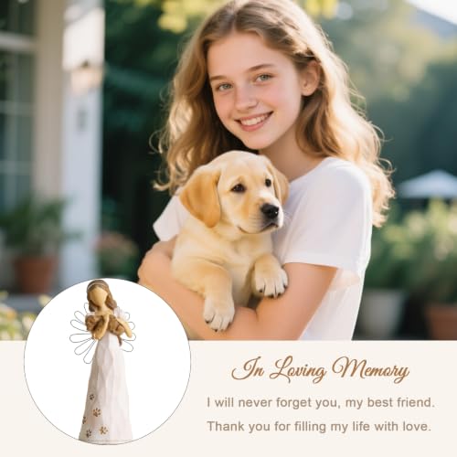 NAN ZAI NAN FANG Dog Angel Statue Friendship Gifts for Dog Lovers Women | 6.7" Loss of Pet Sympathy Memorial Remembrance Gift Resin Sculpted Hand-Painted Figure - style: Angle with Dog