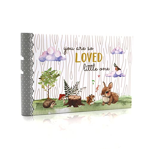 Holoary You Are So Loved Little One Grandma's Brag Book, Small Baby Photo Album 4” x 6” 32 Photos, Woodland Animals Design - size: 7.2''x4.7''