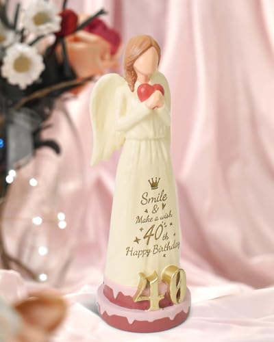 40th Birthday Gifts for Women, Happy 40th Birthday Decorations | Ideas Gifts for 40 Year Old Woman Mom Wife Friend Sister, Sculpted Hand-Painted Angel Figurine for Home Decor - style: 40th Birthday
