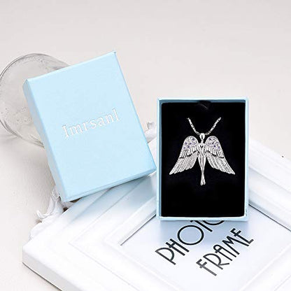 Imrsanl Cremation Jewelry Keepsake Angel Wings Urn Necklace for Ashes - color: Purple