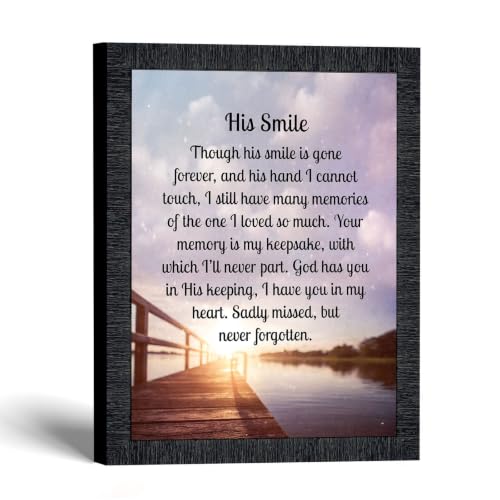 Memorial Gifts for Loss of Husband, Sympathy Gift, His Smile In Memory of Loved One, Picture Frames for Sympathy Gift Baskets, Bereavement Gifts for Loss of Father, Loss of Son Condolence Gift, 2182CH | Sympathy Gifts for Loss of Loved One, Memorial Gifts