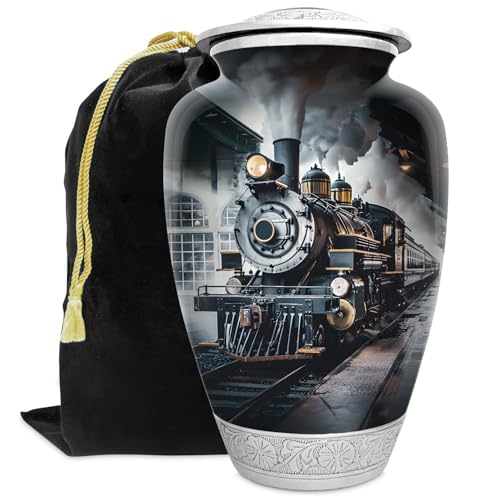 Train Railroad Urn for Human Ashes | Large Handcrafted Funeral Memorial | Decorative Cremation Urn for Women and Men - color: Train, size: Large