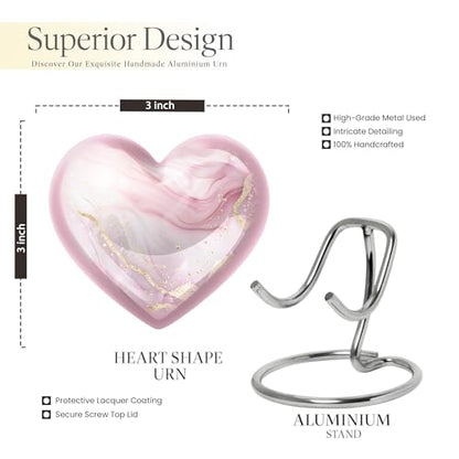 Blush Pink Heart Urn for Human Ashes - color: Blush Pink Heart, size: 3 Inch - Pack of 1
