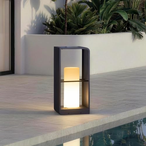 Outdoor Solar Lanterns Waterproof IP65, LED Outdoor Floor Lamp | Smart Dimmable Floor Lamps with Remote Brightness & Timer Control, Solar Powered Outside Lantern Dusk to Dawn for Patio - size: Medium-16.93"H