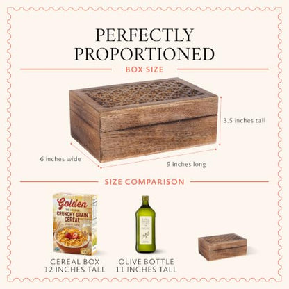 Mela Artisans Trellis Mango Wood Storage Box - Medium Burnt, 9x6 in - color: Medium Burnt, size: Large
