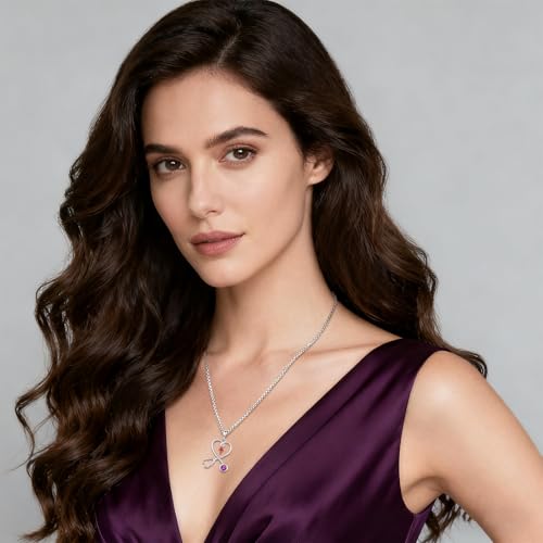 Angel Wings Necklace 925 Sterling Silver Guardian Angel Nurse RN Caduceus Pendant Charm Crystal Angel Jewelry Gifts for Women - style: H-Stethoscope-02-Feb.-Amethyst