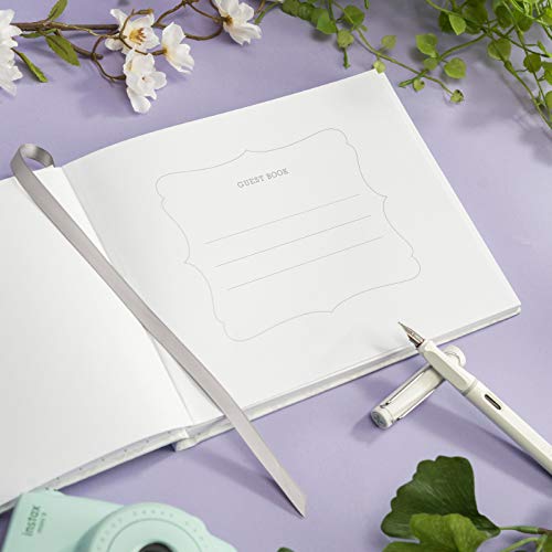 Global Printed Products Wedding Guest Book, 9"x7", White with Gold Foil