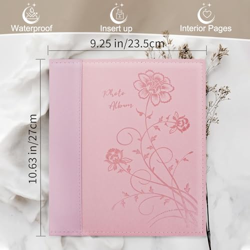 Photo Album 8x10 2 Packs Clear Pages Pockets Leathe Cover Slip Slide in Photo Album Each Holds 50 Vertical 8x10 Photos Picture Book for Wedding Family (Pink) - color: Pink, size: 50 Pockets/2PK