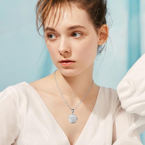 OIDEA Locket Necklace for Women: Gold Photo Lockets that Hold Picture Stainless Steel Necklace with Picture Inside Birthday Mothers Day Jewelry Gifts for Womens - color: round - silver