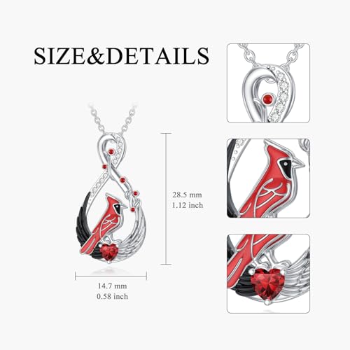 Dove/Hummingbird/Red Cardinal/Dragonfly/Butterfly Necklace 925 Sterling Silver Turquoise/Opal/MoonStone/Crystal/Malachite Bird Necklace Dove Pendant Jewelry for Women Men - color: 2.Cardinal