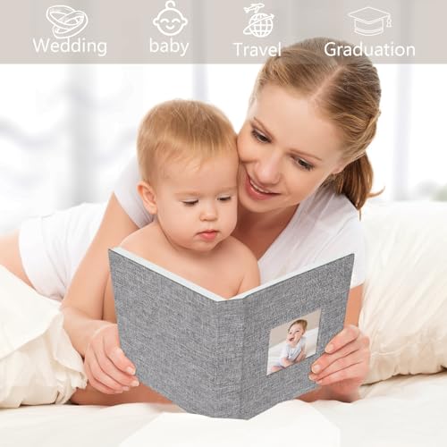 Artmag Mini Photo Album 4x6 50 Pockets 2 Pack, Linen Cover with Front Window Album Each Holds 52 Vertical Photos for Family Wedding Baby Children (Grey) - color: Grey, size: 50 Pockets/2PKS