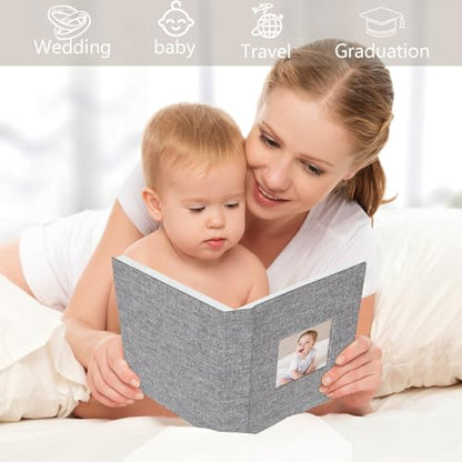 Artmag Mini Photo Album 4x6 50 Pockets 2 Pack, Linen Cover with Front Window Album Each Holds 52 Vertical Photos for Family Wedding Baby Children (Grey) - color: Grey, size: 50 Pockets/2PKS
