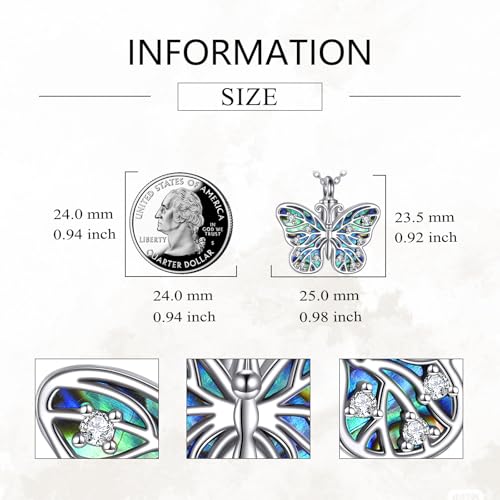 Butterfly/Dragonfly/Pet Paw/Tree of Life/Maple Leaf/Cross Urn Necklace for Ashes 925 Sterling Silver Cremation Pendant Jewelry Gifts for Women Mom - color: Butterfly