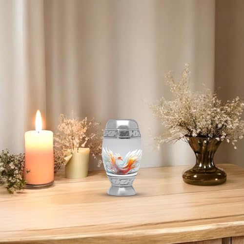 White Phoenix Urns for Human Ashes Adult Male & Female, Small Cremation Urn for Human Ashes Adult Women, Mini Keepsake Urn for Mom 3Inch - color: White Phoenix Ashes