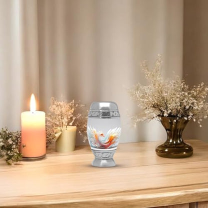 White Phoenix Urns for Human Ashes Adult Male & Female, Small Cremation Urn for Human Ashes Adult Women, Mini Keepsake Urn for Mom 3Inch - color: White Phoenix Ashes