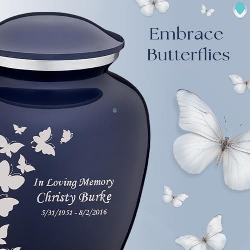 Geturns - Adult Custom Butterfly Cremation Urns for Human Ashes I Cobalt Blue Large Funeral Urn for Female and Male I 200 lbs - color: Cobalt Blue