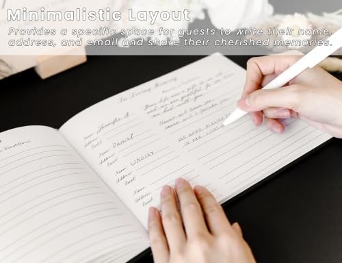 Funeral Guest Book for Memorial Service, in Loving Memory 9x7.5 | 320 Entries, Table Sign Card Included, Gold Stamping, Twill-Textured Paper Cover, Celebration of Life Keepsake, Gray - color: Gray