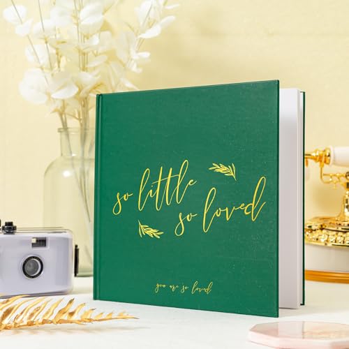 Calculs So Little So Loved Baby Shower Guest Book, Green - color: Green & Gold