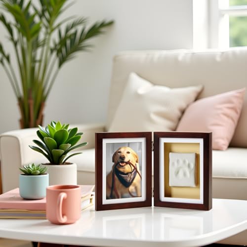 Pearhead Pet Paw Print Memorial Frame with Clay Imprint Kit, Espresso Brown - color: Espresso Clay Print Table Top Frame