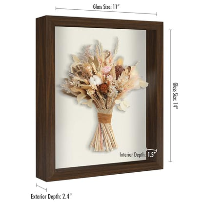 Americanflat 11x14 Shadow Box Frame with Shatter-Resistant Glass - Silhouette Collection - Large Shadow Box Display Case for Tabletop and Wall Display - Walnut with Soft Felt Back - color: Walnut, size: 11x14
