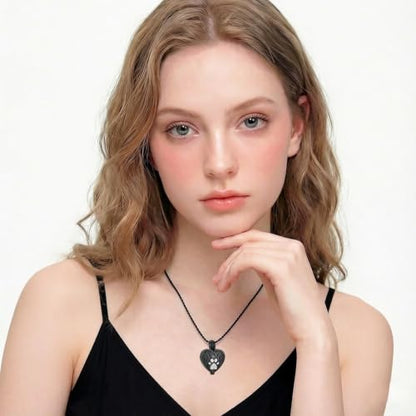 zeqingjw Pet Cremation Jewelry for Ashes Pendant Paw Print Pet Heart Urn Necklace Memorial Keepsake Jewelry for Pet/Dog's/Cat's Ashes - color: Wing Heart-Black