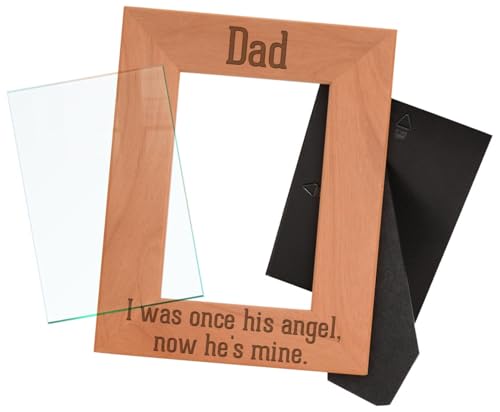 ThisWear Bereavement Dad Once Angel Now Mine Wood Frame - Portrait 4x6 - size: 4x6 Photo - Portrait
