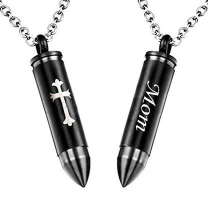 Celtic Cross Bullet Urn Necklaces for Ashes Cremation Jewelry Keepsake Memorial Pendant - style: Mom