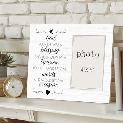 Dad Memorial Picture Frames, Memorial Photo Frame for Loss of Father, Sympathy Bereavement Gifts, Remembrance of Father, Dad Loss Condolence Gift (4x6 Inch Photo) - color: loss of dad