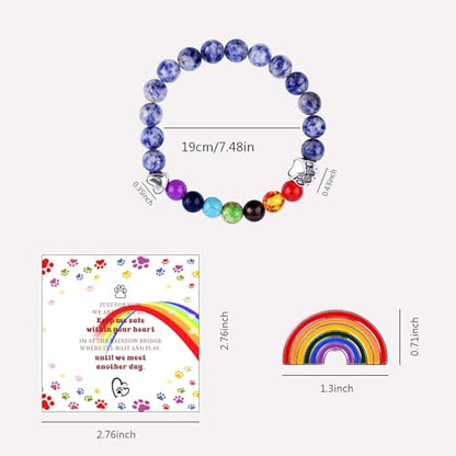 Pet Memorial Gifts,Rainbow Bridge Bracelet for Beloved Pets,Cat Memorial Gifts for Loss of Cat, Dog Passing Away Remembrance Sympathy Gift