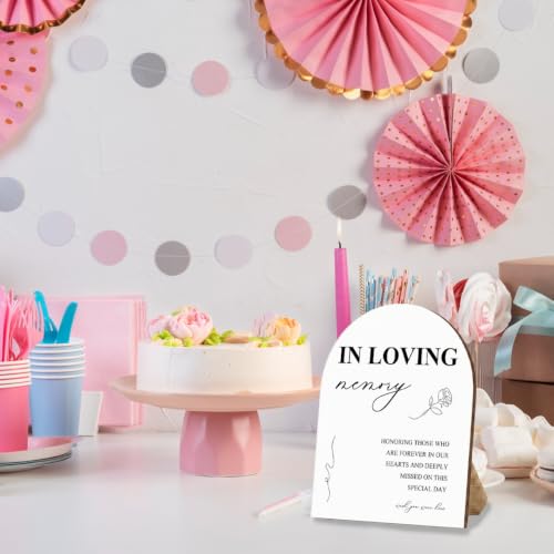 In Loving Memory Wedding Sign, White Arch Wooden Stand Sign 8x10 Inch - color: Memory