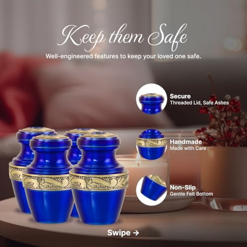 Only Keepsake Urn - Parent (Blue & Gold, Keepsakes Set of 4) - color: Blue & Gold, size: Keepsakes Set of 4