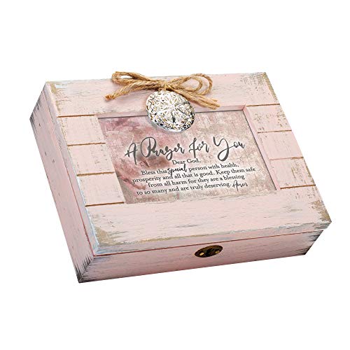 Cottage Garden A Prayer for You Inspirational Blush Pink Distressed Locket Music Box Plays Ave Maria