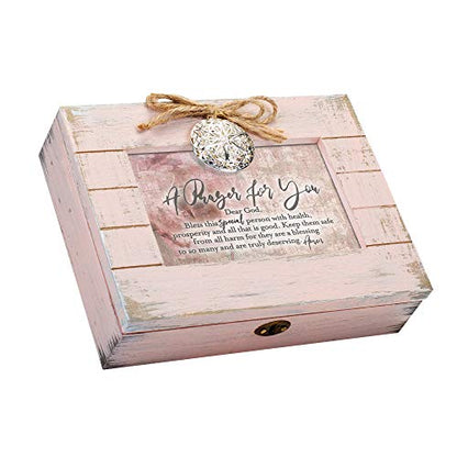 Cottage Garden A Prayer for You Inspirational Blush Pink Distressed Locket Music Box Plays Ave Maria