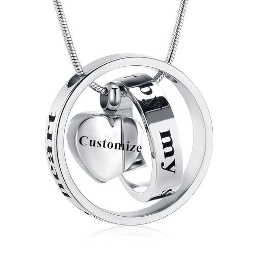 Cremation Jewelry Urn Necklace for Human Ashes for Women Men Eternal Loved Circle Memorial Ashes Keepsake Pendant - color: Customize