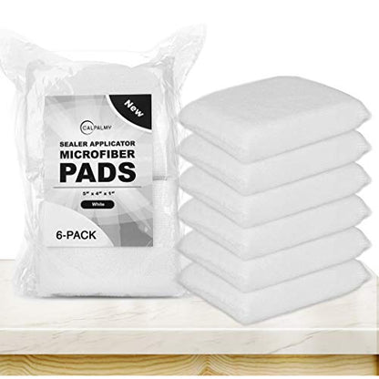 Professional Microfiber Sealer Applicator Pad – The Perfect Tool to Apply Sealer to All Natural Stone and Tile Like Marble, Granite, Concrete & Slate (White) - color: White, size: 6 Pads