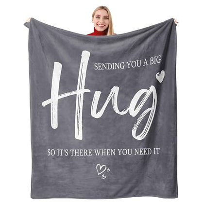 Get Well Gifts for Women Men, Inspirational Hug Blanket 50"X60" | Breast Cancer Gifts for Women Men, Thinking of You Feel Better Gifts for Women Men, Healing Sympathy Throw Blanket - color: Grey-big Hug